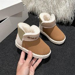 Children's snow boots Korean version of autumn and winter new Joker plus velvet children's boots thick cotton shoes thick soled warm booties