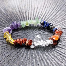 Charm Bracelets 5mm-8mm Seven Chakras Gravel Stone Beads Bracelet Women Men Energy Buddha Jewellery