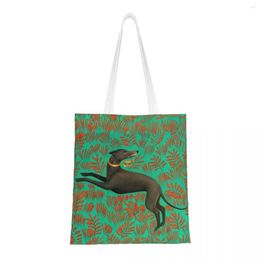 Shopping Bags Sihthound Greyhound Flowers Art Grocery Bag Canvas Shopper Tote Shoulder Large Capacity Durable Dog Animal Handbag