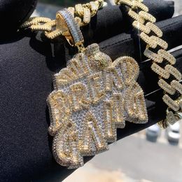 Chains Iced Out Bling CZ Letter BREAD GANG Pendant Necklace Paved 5A Cubic Zirconia Money Bag Charm Men Women Hip Hop Jewelry