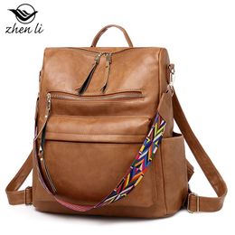 Backpack The Fashion Trend Ladies' Backpacks One-shoulder Woman's Soft Leather Travel Versatile Casual Ladies