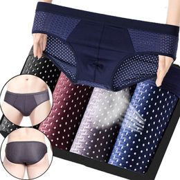 Underpants Summer Ice Silk Breathable Mesh Breech Briefs Men's Underwear Invisible Shaping Thin Sexy