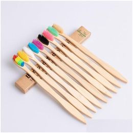 Disposable Toothbrushes Disposable Toothbrush El Natural Bamboo Handle Rainbow Soft Bristles 10 Colours Cleaning Supplies Cepillo De Di Dhamp