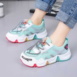 Athletic Outdoor Spring Autumn Kids Sport Shoes Girls Sneakers Rainbow Student Breathable Mesh Children Shoes Teen Running Light Shoes #6273 P230404