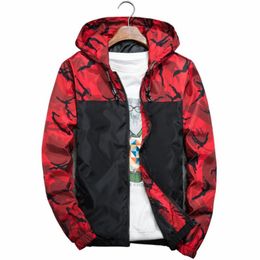Men's Jackets Windbreaker Camouflage Stitching Hooded Wind Breaker Casual Coat Male Clothing 2023 Spring Autumn Outer Wear Husba