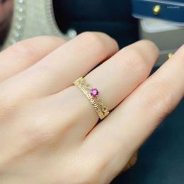 Cluster Rings Jewelry Vintage Gemstone Ring For Daily Wear 3 3mm Natural Pink Sapphire Silver 925