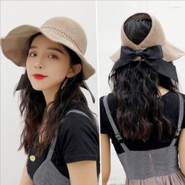 Berets 2023 Summer Fisherman Hat Ladies Outdoor Sunscreen Sunshade Women Beach Folding Straw Hats UV Protection Cap