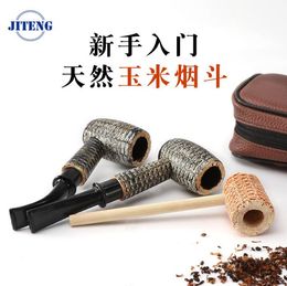 2023 Smoking Pipes Beginner's entry level corn cob pipe removable clean up solid wood men's Philtre pipe tobacco