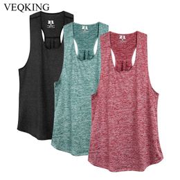 Yoga Outfits VEQKING Sleeveless Racerback Workout Tank Tops for Women Gym Running Training Shirts Athletic Fitness Sport Vest 230406