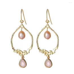 Dangle Earrings 2023 Trendy Waterdrop Pearl Drop For Women Gold Plated Leaf Copper Pendant Earring Jewelry Summer