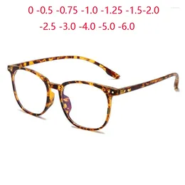 Sunglasses Leopard Frame Square Prescription Glasses For The Nearsighted Blue Light Blocking Student Myopes Lunettes 0 -0.5 -0.75 To -4.0