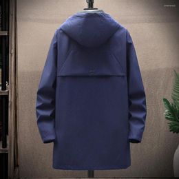 Men's Jackets Stylish Men Windbreaker Solid Color Male Coat Drawstring Zipper