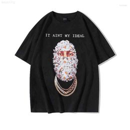 T-shirts Men's t Shirts Hip Hop Tees Flower Mask Men Letter Print Casual Short Sleeve Mens Tshirts Crew Neck Oversized Cotton Streetwear Loose Top