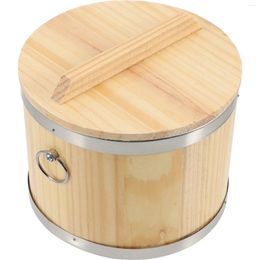Bowls Sushi Barrel Container Lid Wood Rice Bucket Steamed Multifunction Home Accessory Wooden Storage Containers