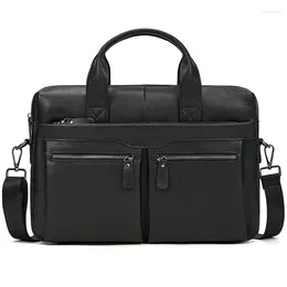 Briefcases Men Genuine Leather Business Bags For Male 15 Inch Laptop Bag Briefcase Shoulder Luxury Real Cow Handbag Office Tote