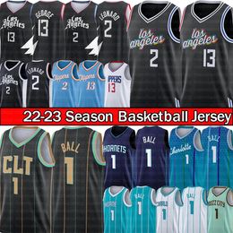 Vintage LaMelo 2 Ball Kawhi Leonard Basketball Jerseys 2 Paul 13 George Los LA Angele City Clipper Charlottes T-shirt Hornet Jerseys 2022/23