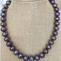 Chains 18"NATURAL 9-10 MM SOUTH SEA BLACK Pearl Necklace 925silver Gold Clasp