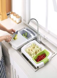 Plastic Cutting Board with Adjustable Multifunctional Drain Basket4809043