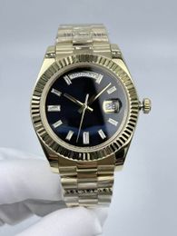 Luxury Men's automatic mechanical watch, waterproof 41mm stainless steel, dual calendar, blue horizontal grain surface