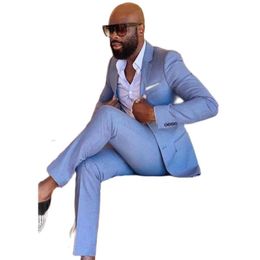 Men's Suits & Blazers VEIAI 2Pieces(Jacket Pants)Blue Casual Business Men For Wedding Man Tuxedos Slim Fit Notched Lapel Terno Masculino B