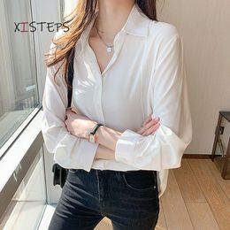 Women's Blouses & Shirts Pure White Women 2023 Spring Ladies Solid Office Work Wear Loose Tops Female Casual Clothings Long Sleeve