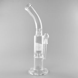 13.8-Inch Bent Type Clear Glass Bong with Sprinkler Percolator, 14mm/18mm Male Joint