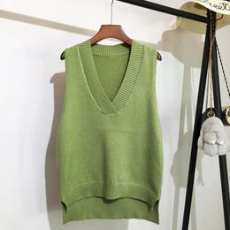 Women's Sweaters V-neck Knitted Vest Sweater Autumn And Winter Korean Loose Wild Sleeveless