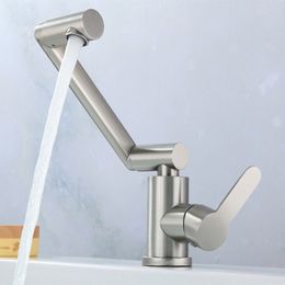 Bathroom Sink Faucets 304 Stainless Steel Basin Water Tap Finish Single Handle Mixer Bath 230406