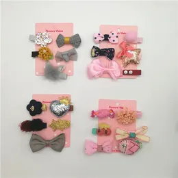 Hair Clips 12sets Kids Girl Cute Hairpin Bows Cartoon Crown Flower Bowknot Handmade Accessories