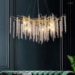 Chandeliers Luxury Branch G9 Led Pendant Lights Gold Aluminium Lustre Suspend Lamp Dining Room Droplight Art Deco Indoor Lighting