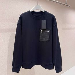 Round neck hoodie men women sweaters designer sweater F jacquard embroidered pocket sweatshirt mens long sleeved tshirt casual pullover shirt