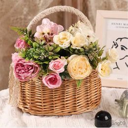 Christmas Decorations 6-head combination peony rose flower bouquet bottle home decoration accessories daisy plastic flower Christmas wedding R231106