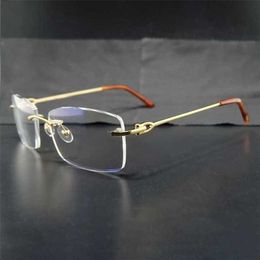 Luxury designer summer sunglasses Rimless Clear Eye Frames Mens Transparent Optical Spectacles Metal Deisgner Eyewear Fill Prescription Glasses