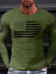 Men's Casual Shirts Gym Men's T-shirt 3d Print USA Flag Graphic Long Sleeve Casual Short-Sleeved Autumn Sportswear Men Clothing Tees Tops Pullover Q231106