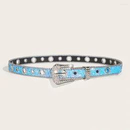 Belts Multi Holes Women Belt Sparkling Rhinestone Cowgirl A Stylish Addition To Women's Jeans Pants Wardrobe With Faux Leather