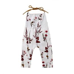 Rompers Citgeett Summer born Kids Baby Girl Flower Halter Sleeveless Romper Jumpsuit Playsuit Outfits Floral White Fashion Sunsuit 230406