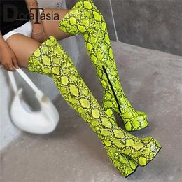 Boots Plus Size 48 Brand New Ladies Platform Boots Fashion Snake Veins Thick High Heels Thigh High Boots Women Party Sexy Shoes Woman T231106