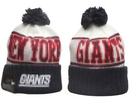 Men Knitted Cuffed Pom New York Beanies NY NYG Bobble Hats Sport Knit Hat Striped Sideline Wool Warm BasEball Beanies Cap For Women A21