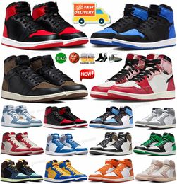 Jumpman 1 1s Men Basketball Shoes Satin Bred Patent Lost Found Denim Palomino Royal Reimagined Spider Verse University Blue Dark Mocha UNC Women Sport E2Jk#