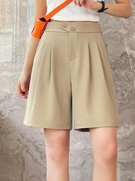 Women's Shorts Office Lady Summer Set Women's Shorts Solid Shorts Knee Length Women's Casual Half Set Loose Bermuda Capris 230406