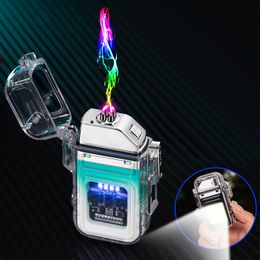 Multifunctional Colourful Portable Necklace Rope ARC Lighter Waterproof Cyclic Charging Headlamp Electricity LED Power Display Cigarette Smoking Holder DHL