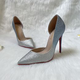 Dress Shoes Spring And Summer Pointy Tapered Sequin Side Air Sandals Thin High Heel Banquet Large Small Women's Single