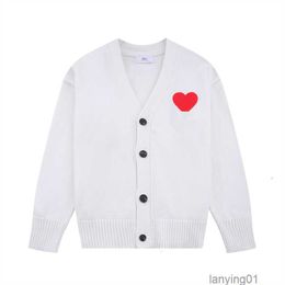 Amisweater France Fashion Mens Designer Amishirts Am i Knitted Sweater Embroidered a Heart Pattern Solid Colour Cardigan Sweaters for Men and Women Lubb