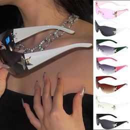 Sunglasses Punk Star One Piece Goggle Luxury Wrap Around Sun Glasses 2000's Shades Eyewear UV400 Female Designer Eyeglasses