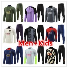 22 23 24 Paris kids tracksuit training chandal 2023 2024 PSGes mbappe kits survetement foot tuta jacket retro futbol soccer football men and kids tracksuits sets