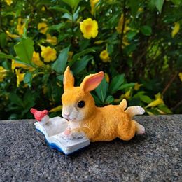Garden Decorations Reading Figurines Courtyard Decor Easter Window Sill Bonsai Landscaping Resin Rabbits Fairy Ornaments