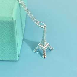 Tiffanyany Family T 925 Sterling Silver Eiffel Tower Pendant necklace Fashionable and Personalized 925 Sterling Silver Necklace Women's Necklace Ornament