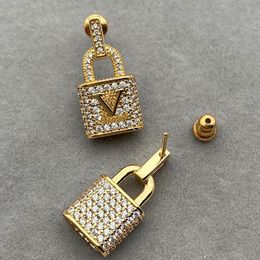 New fashion pearl and diamond earrings diamond-studded lock earrings ladies Personalised Jewellery high quality box