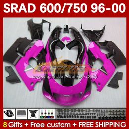 Motorcycle Fairings For SUZUKI SRAD GSXR 750 600 CC 600CC rose black 96 97 98 99 00 168No.100 GSX-R750 GSXR600 1996 1997 1998 1999 2000 GSXR750 GSXR-600 750CC 96-00 Body