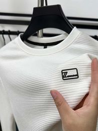 Men's T Shirts Light Spring And Autumn High-end Fashion Solid Colour Round Neck Casual Long-sleeved T-shirt Top